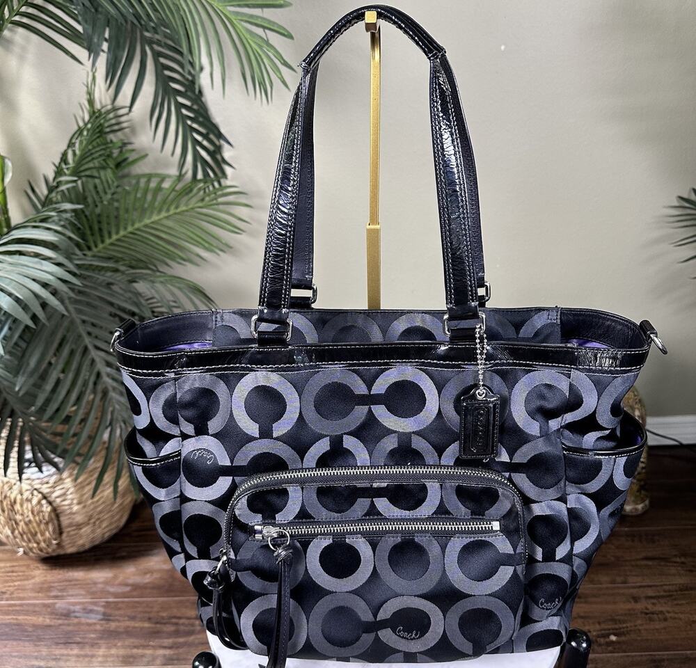 Coach Large Organizer Tote or Baby Bag Student Patent Logo Shoulder G1068